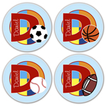Name Doodles - Personalized Melamine Plates (Sporty 4 Plate Set) (ST-P4)